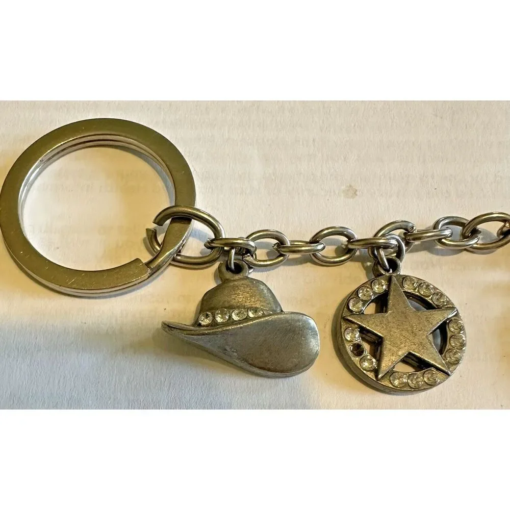 Vintage Western Style Pewter Key Chain Multi-Figure
